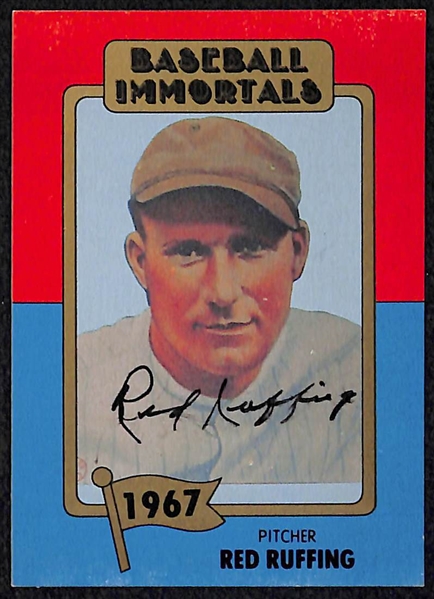 Lot of (4) Signed 1980s TCMA Baseball Immortals Cards - Greenberg, Ruffing, Berra, Mathews - JSA Auction Letter